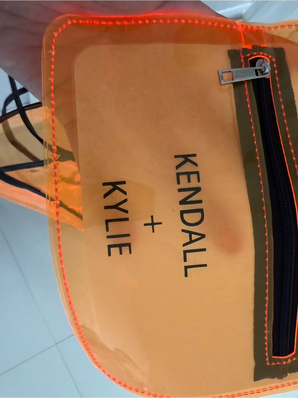 Kendall & Kylie Orange Clear Tote with Black Trim - Picture 6 of 6